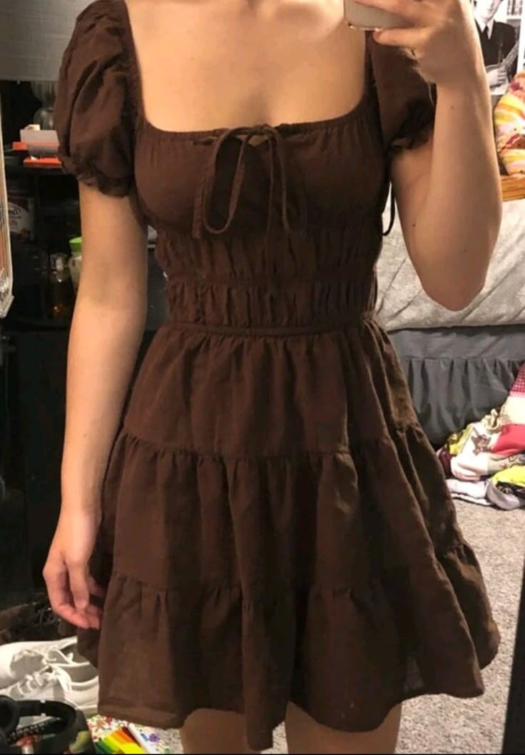 A Line Brown Birthday Outfit Short Evening Dress Short Party Dress Homecoming Dress   fg8094
