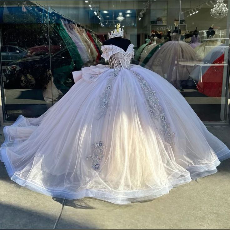 Ball Gown Off Shoulder Tulle Long Prom Dress Sweet 16 Dress