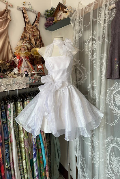 A Line White Birthday Outfit Short Evening Dress Vintage Short Party Dress Homecoming Dress  fg8036