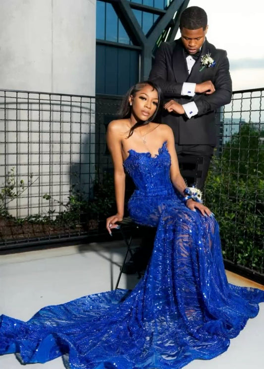 Royal Blue Mermaid Long Prom Dress,Elegant Evening Dress      S7249