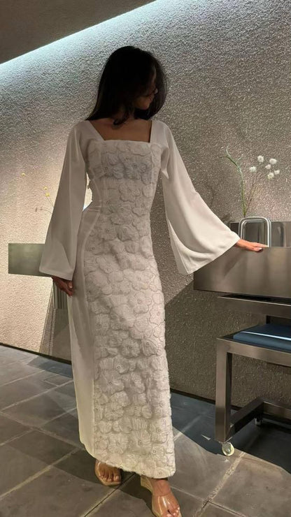 Square Neck Long Sleeves Prom Dresses Formal Evening Dress  fg7597