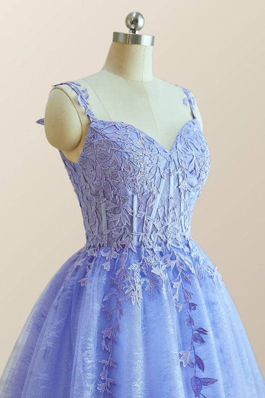 Straps Lace Appliques A-line Short Prom Dress      fg5929