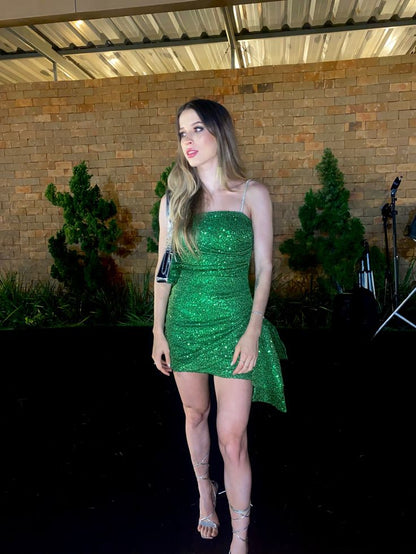 Green Sequin Short Evening Dress Cocktail Dresses Short Party Dress    fg7860