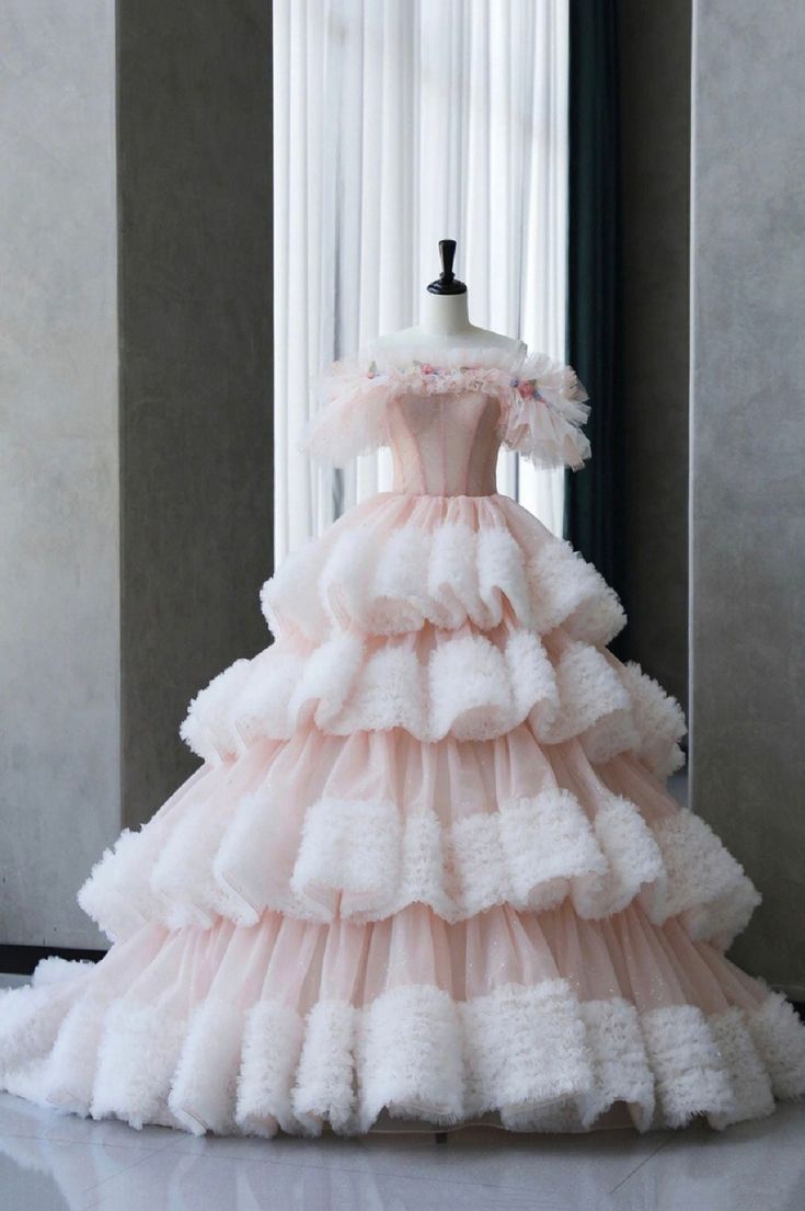 Ball Gown Off Shoulder Tulle Long Prom Dress Sweet 16 Dress