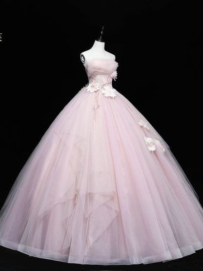 Tulle Lace Applique Long Prom Dresses, Sweet 16 Dresses    fg5704
