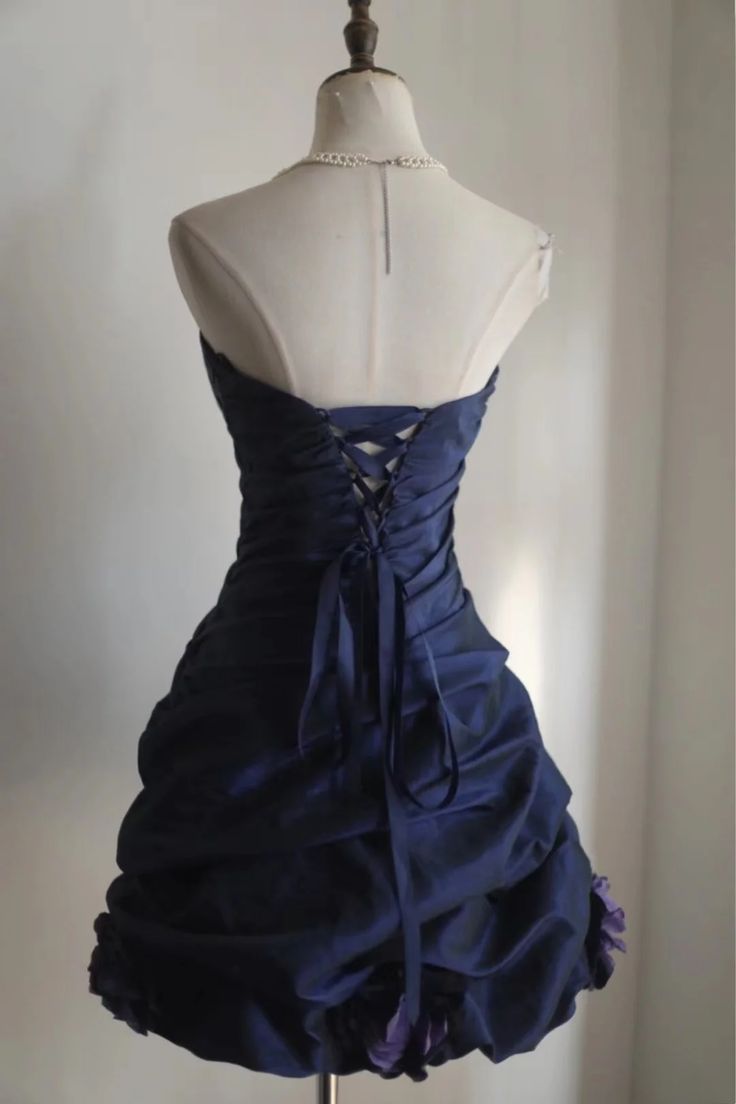 Retro Ball Gown Navy Blue Short Formal 8th Grade Homecoming Dresses Summer Middle School Hoco Dress 16th Birthday Outfits