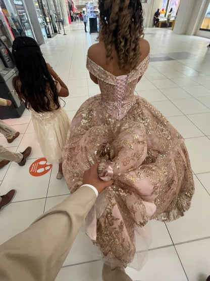 Glamorous Off The Shoulder Ball Gown Sweet 16 Dress Princess Dress
