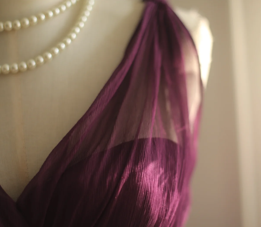 Charming Purple V Neck Tulle Long Wedding Guest Dress Formal Evening Dress Prom Dress D2209