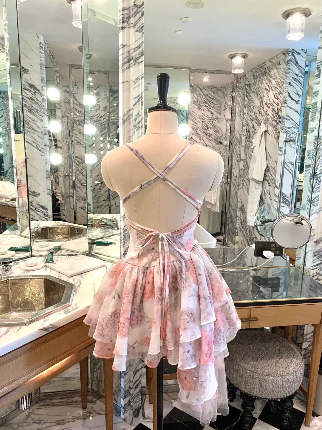 Chic Homecoming Dress Spaghetti Strap Flower Lace Dress Back to School Outfits Party Dress  D6387