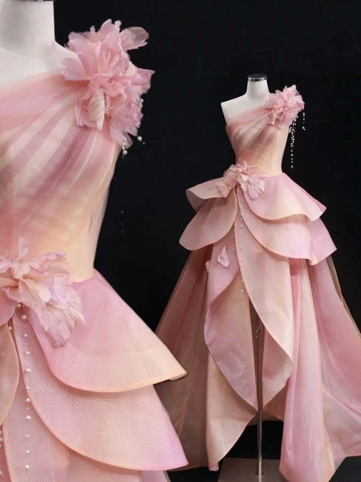 Elegant Formal Dress with 3D Flowers, A-Line Evening Party Dress  fg7527