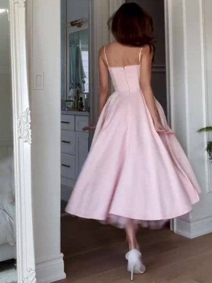 Women s Sleeveless Midi Dress Pink Evening Gown