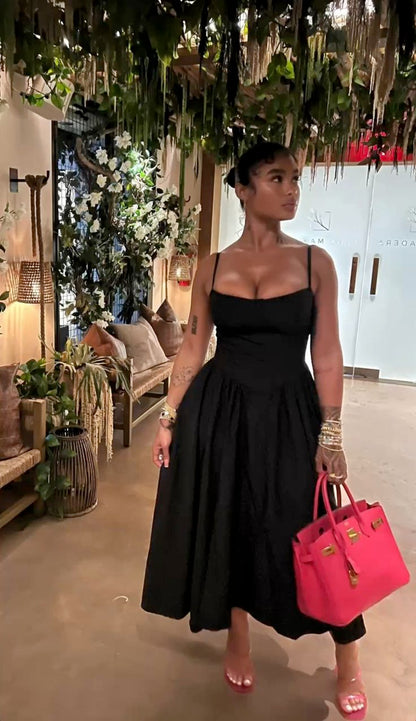 A line Black Evening Dresses Black Prom Party Gown
