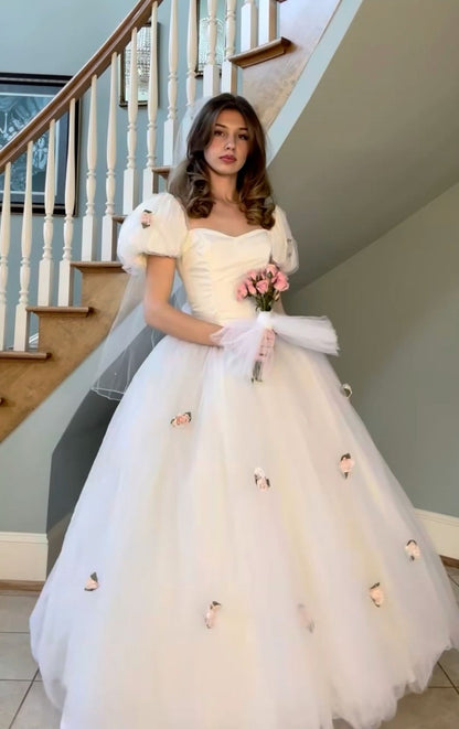 Classy tulle ball gown wedding dress 1980s princess style bridal gowns for women