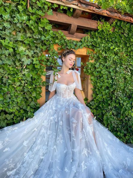 A-Line Appliques High Slit Floral Sleeveless Long Prom Formal Dress with Pockets      fg5942