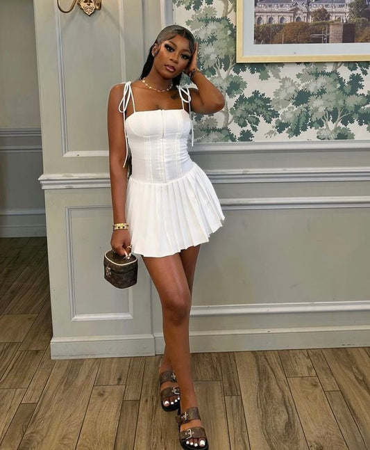 White Birthday Dress Homecoming Dress Short Party Dress    fg7735