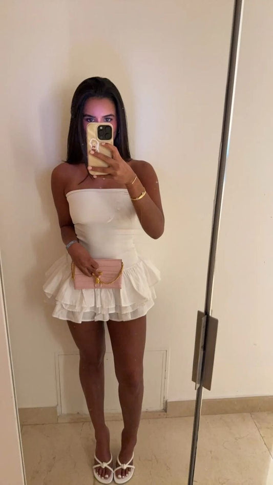 White Birthday Dress Homecoming Dress Short Party Dress    fg7734