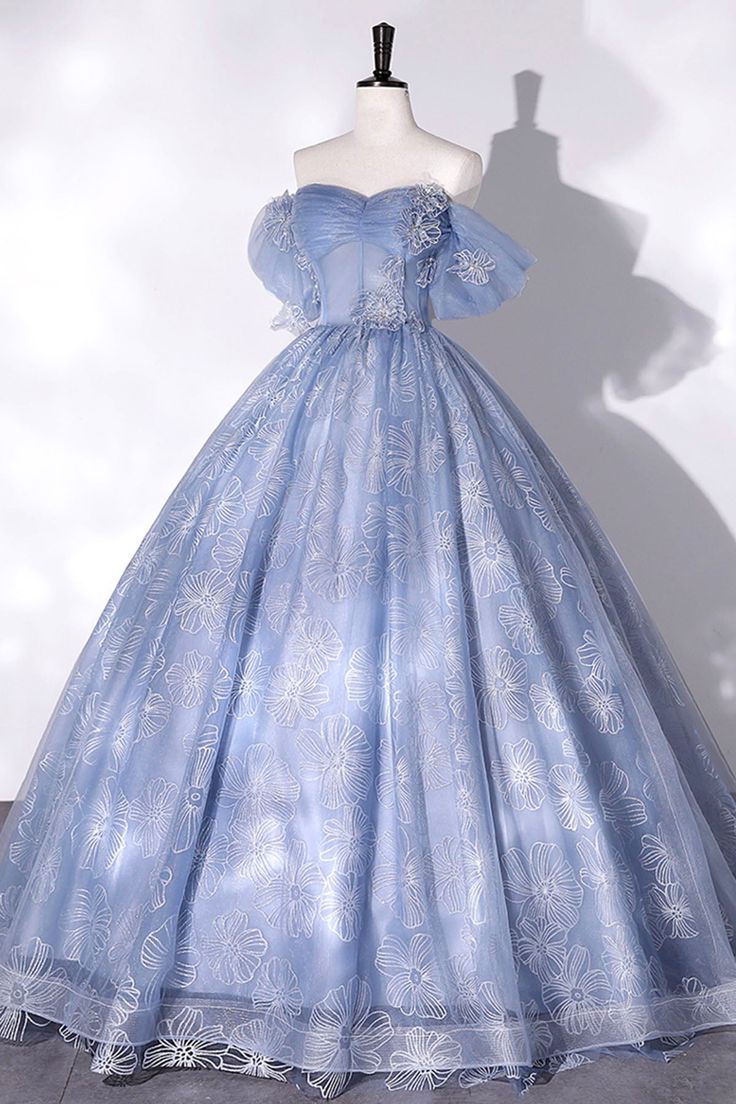 Tulle Lace Long Ball Gown Off the Shoulder Formal Evening Gown