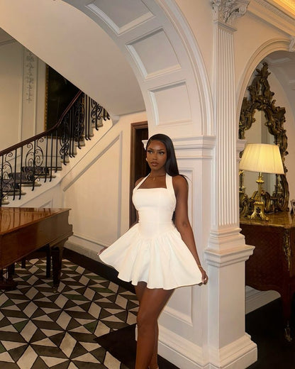A Line White Simple Short Evening Dress Homecoming Dress Short Party Dress    fg7771