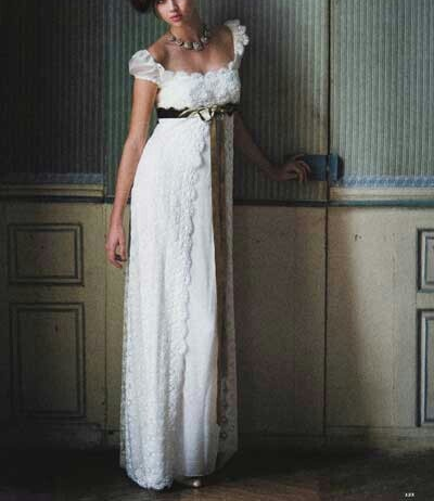 Retro White A-Line Lace Satin Long Formal Party Dress Wedding Dress Bridal Dress, D920