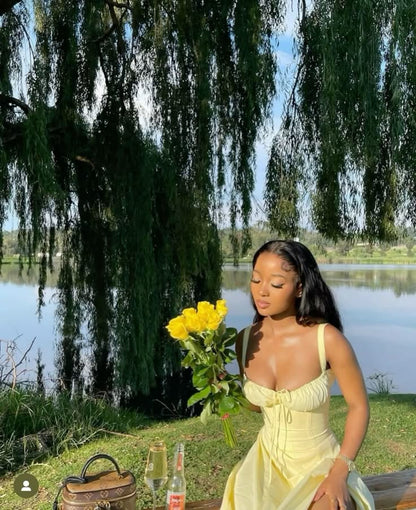 A Line Yellow Prom Dress, Evening Dress   fg7606