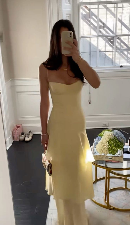 Yellow Fashion Long Prom Dress Evening Party Dresses  fg7739