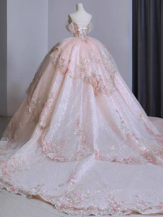 Ball Gown Sweet 16 Dress Off the Shoulder Pink Sweet 16 Dresses