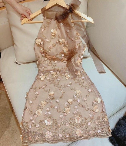 3D Flowers Short Prom Dress Birthday Party Dress Homecoming Dress   fg8160