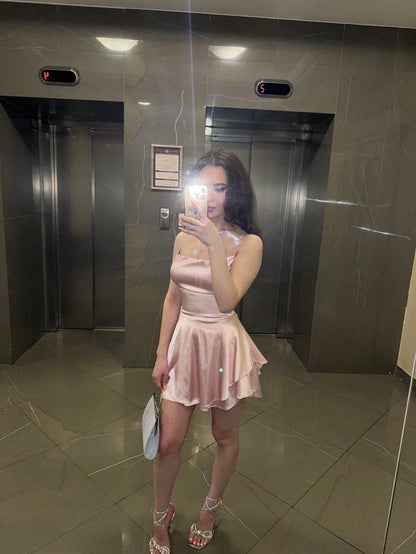 Pink Birthday Outfit Short Evening Dress Cocktail Dresses Short Party Dress Homecoming Dress  fg8002