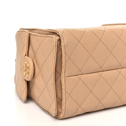 Caviar Quilted Small Chanel 25 Handbag Dark Beige