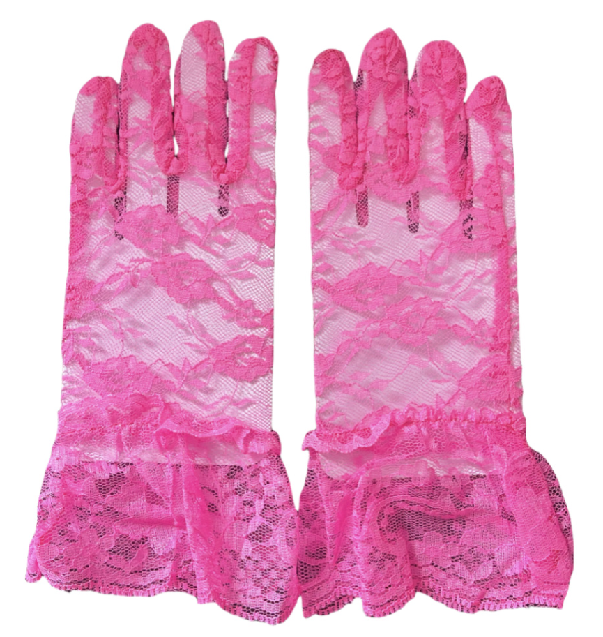 Children's elastic retro black lace lace mesh gloves white bride hollow thin sunscreen     S6254