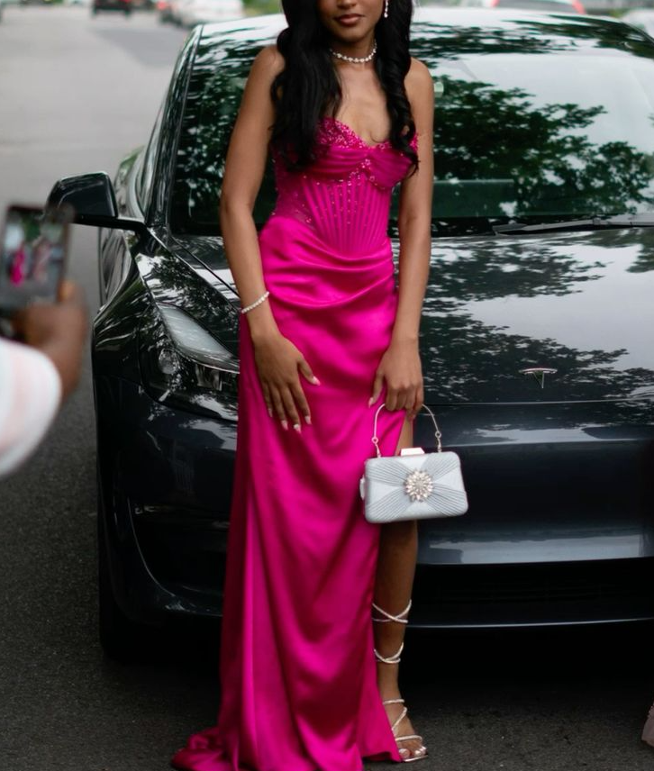 Fuchsia Sweetheart Prom Dress Mermaid Long Split Gown