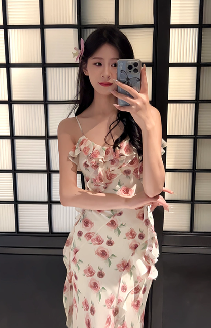 Floral suspender mermaid new dress party dress      S6147