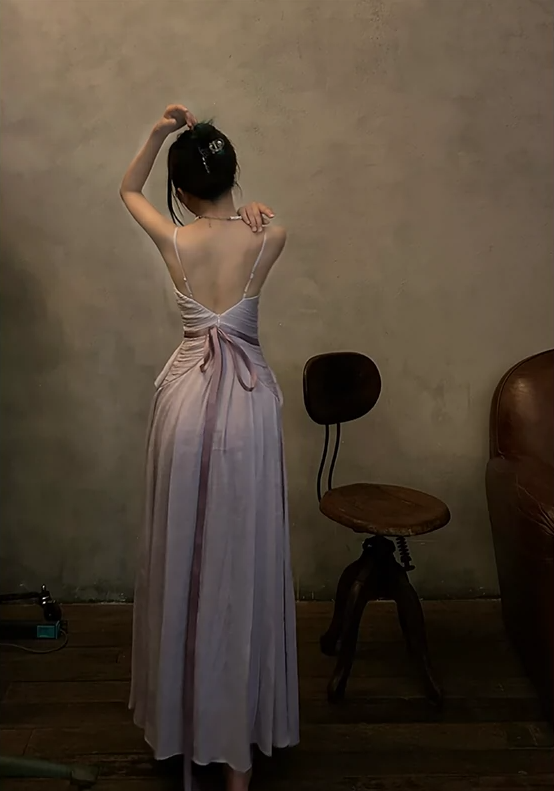 beautiful backless seaside holiday dress party dress    S6053
