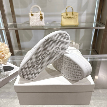 Celine Block Triomphe Leather Wedge Sneakers 50mm White Calfskin Fur