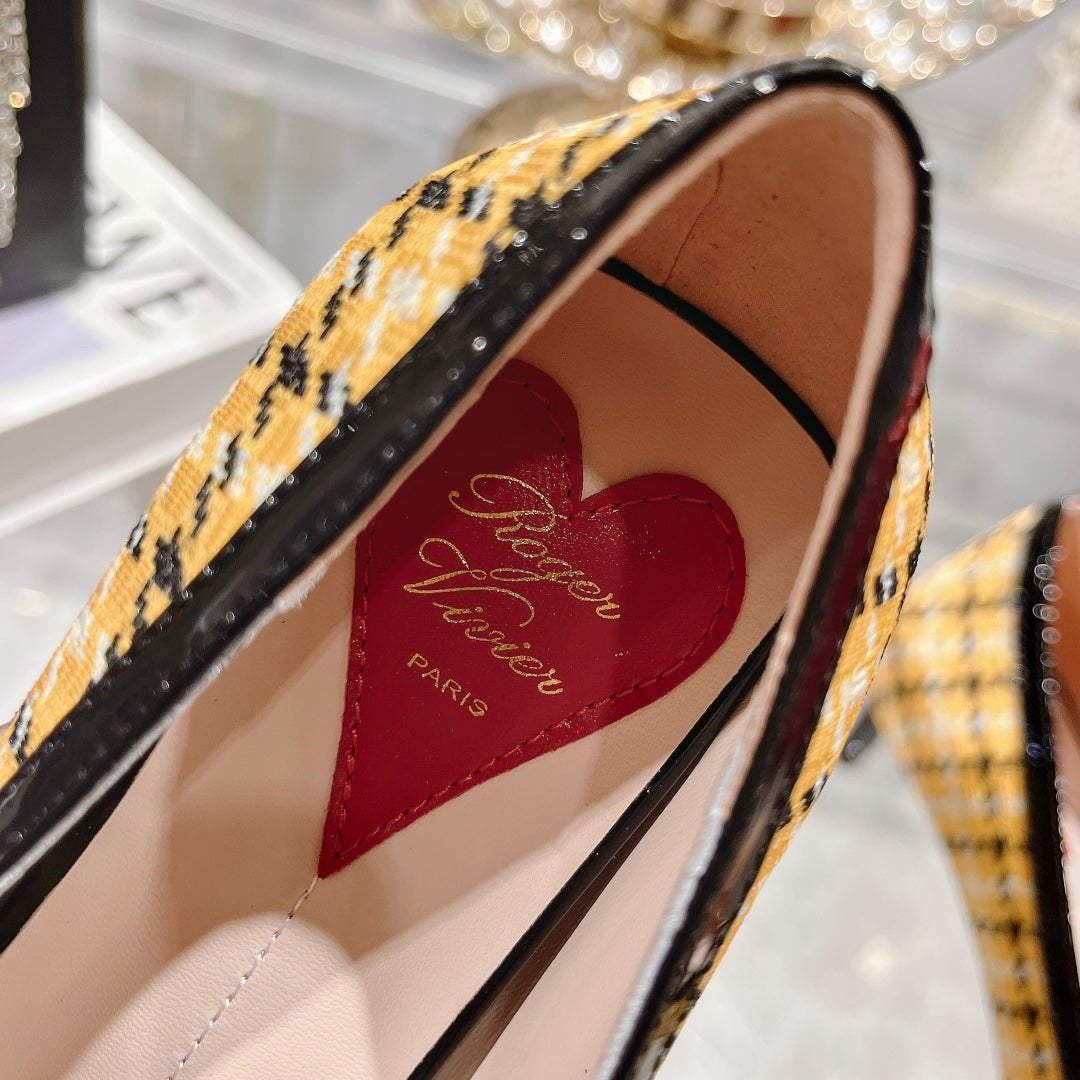 Viv Canard Pumps 55 Black Yellow Fabric