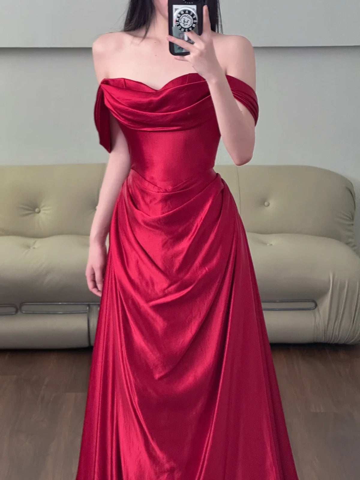 Wine Red Sweetheart Strapless Satin Party Dress, Wine Red Satin Prom Dress