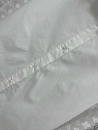 LV 25 Splicing Perspective Jacquard Monogram Sleeve Shirt White Cotton