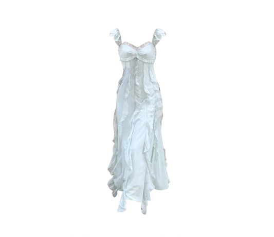 Tea break French pure dress 2025 new gentle style ruffled seaside holiday long dress R0024
