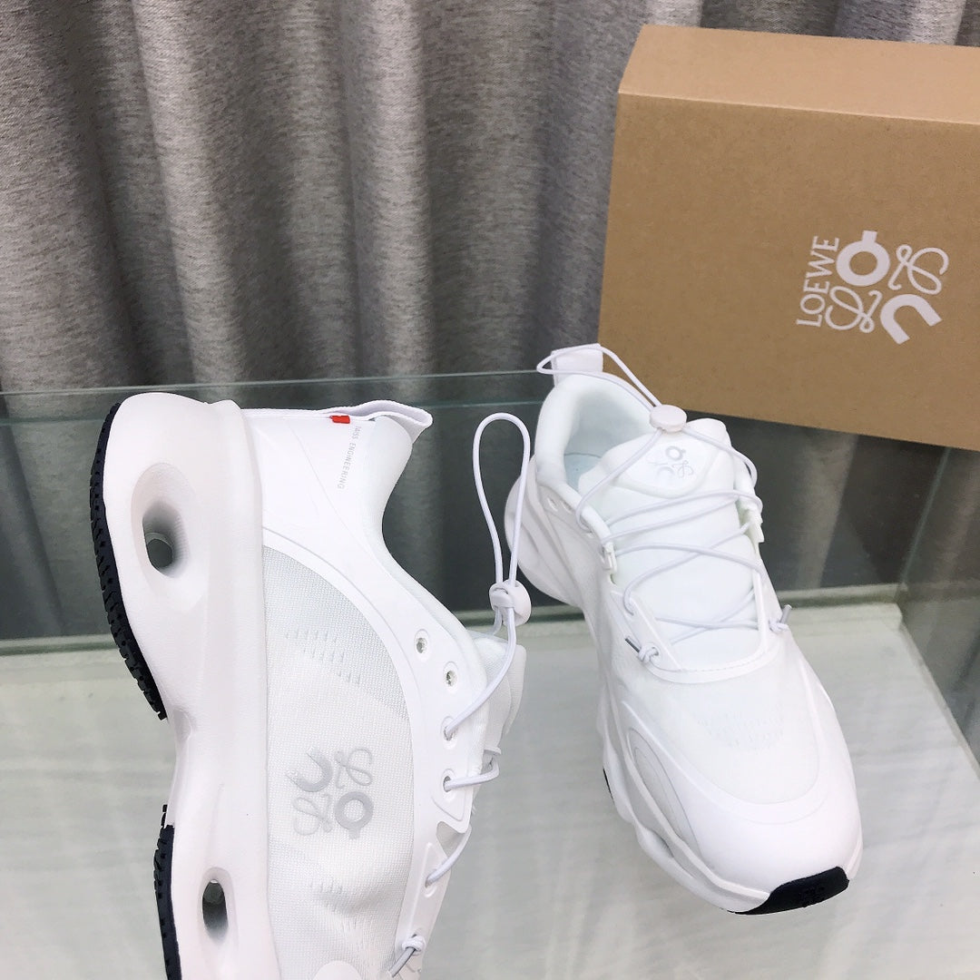 Loewe x on Angpao Couple Running Sneakers White Nylon Calfskin 597424