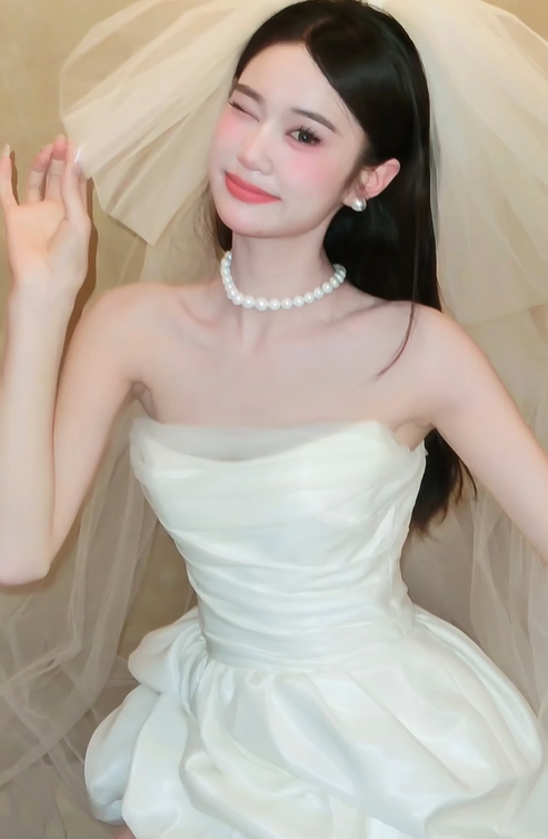 White tube top waist small flower bud design skirt cute short skirt homecoming dress R4212