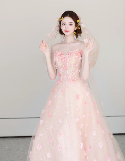 Flowers Tulle Sequin Prom Dress Sweet 16 Birthday Dress Evening Dress fg8653