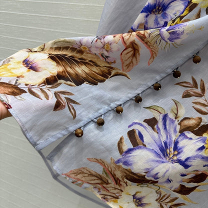 ZIMMER MULTICOLORED FLORAL SHIRT ON LAVENDER GREY BASE