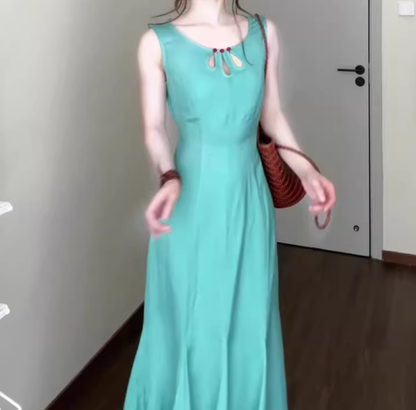 Gentle style sleeveless vest dress is super beautiful waist hip fishtail skirt R0702