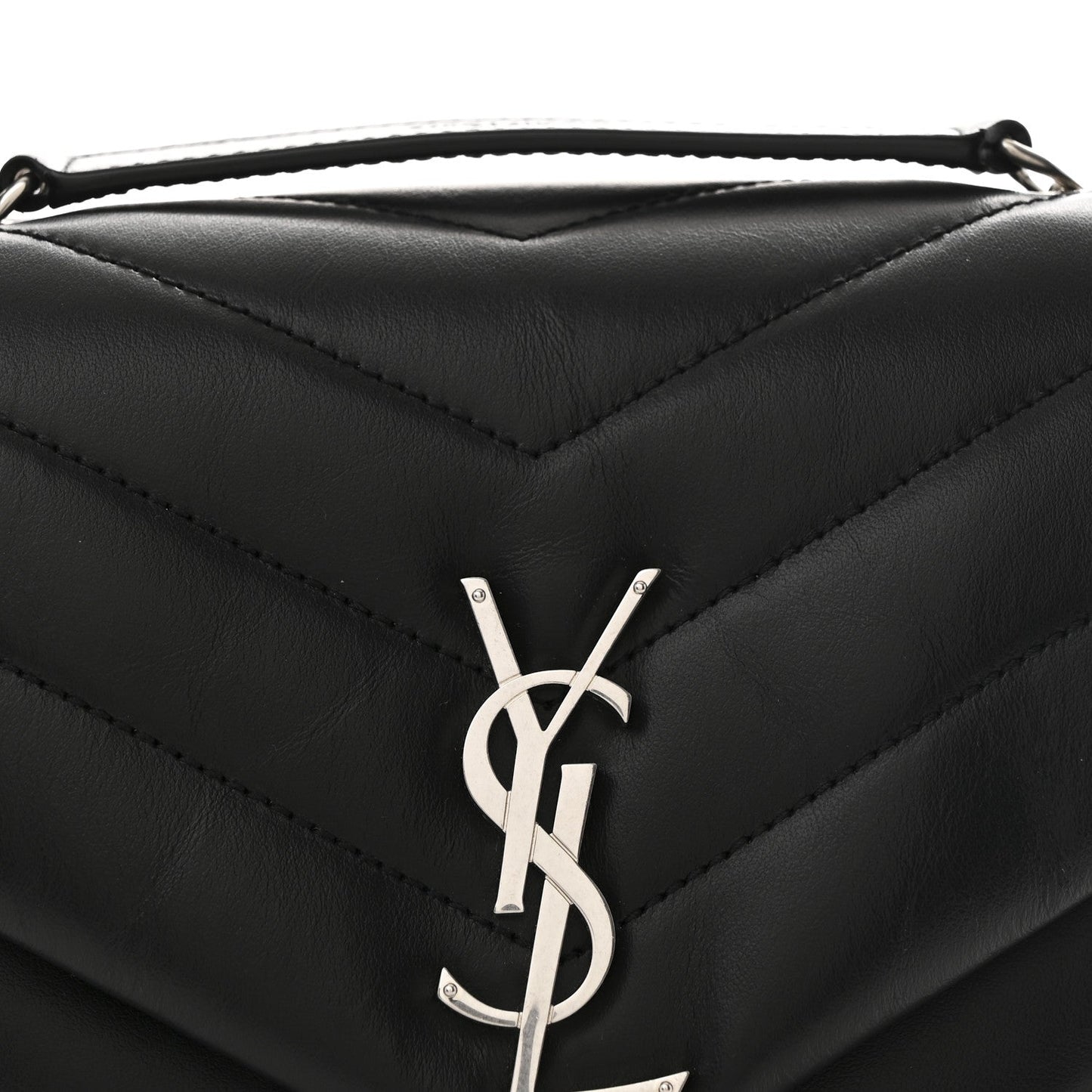 Calfskin Y Quilted Monogram Small Loulou Chain Satchel Black