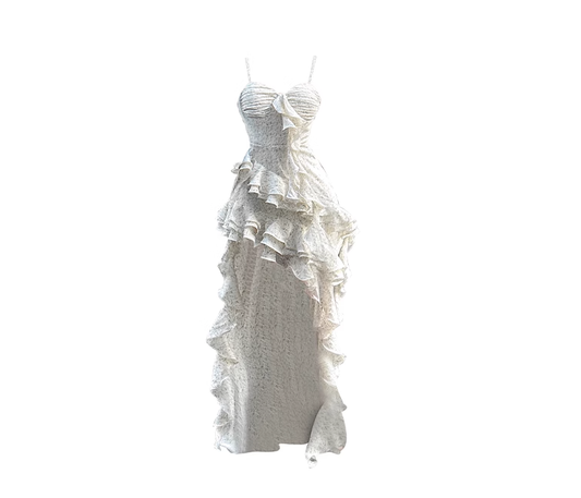 Ruffled suspender dress summer irregular temperament long dress R0003