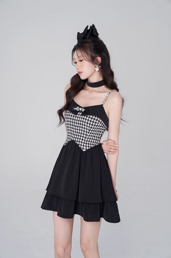Pure desire little fragrance style suspender dress black sweet princess dress R4143