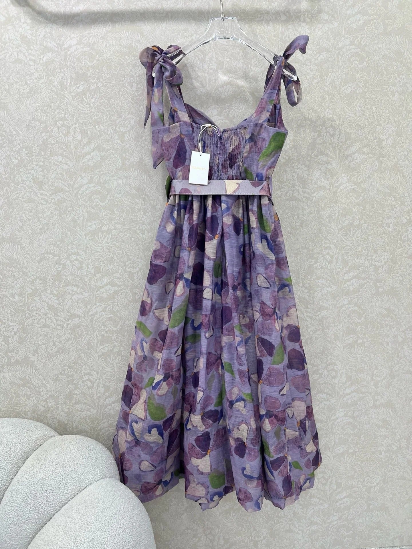ZIMMERMANN LONG HERRINGBONE DRESS IN PLUM PURPLE 269379