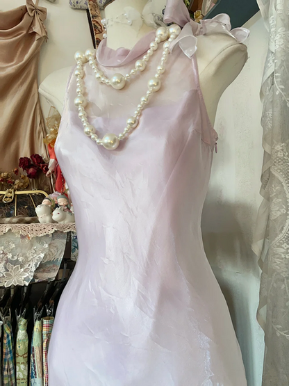 Light purple sleeveless fitted fishtail dress, ball gown R6279