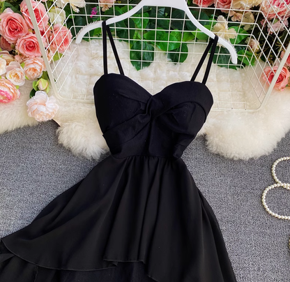High waist irregular tube top suspender dress design fairy dress chic gentle style long skirt dress R0401