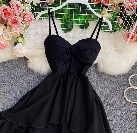 High waist irregular tube top suspender dress design fairy dress chic gentle style long skirt dress R0401